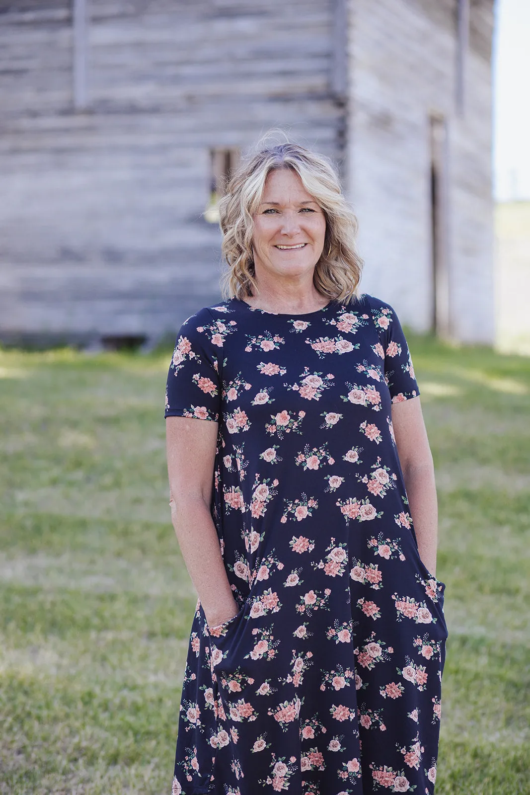 April Dress Black Blush Floral