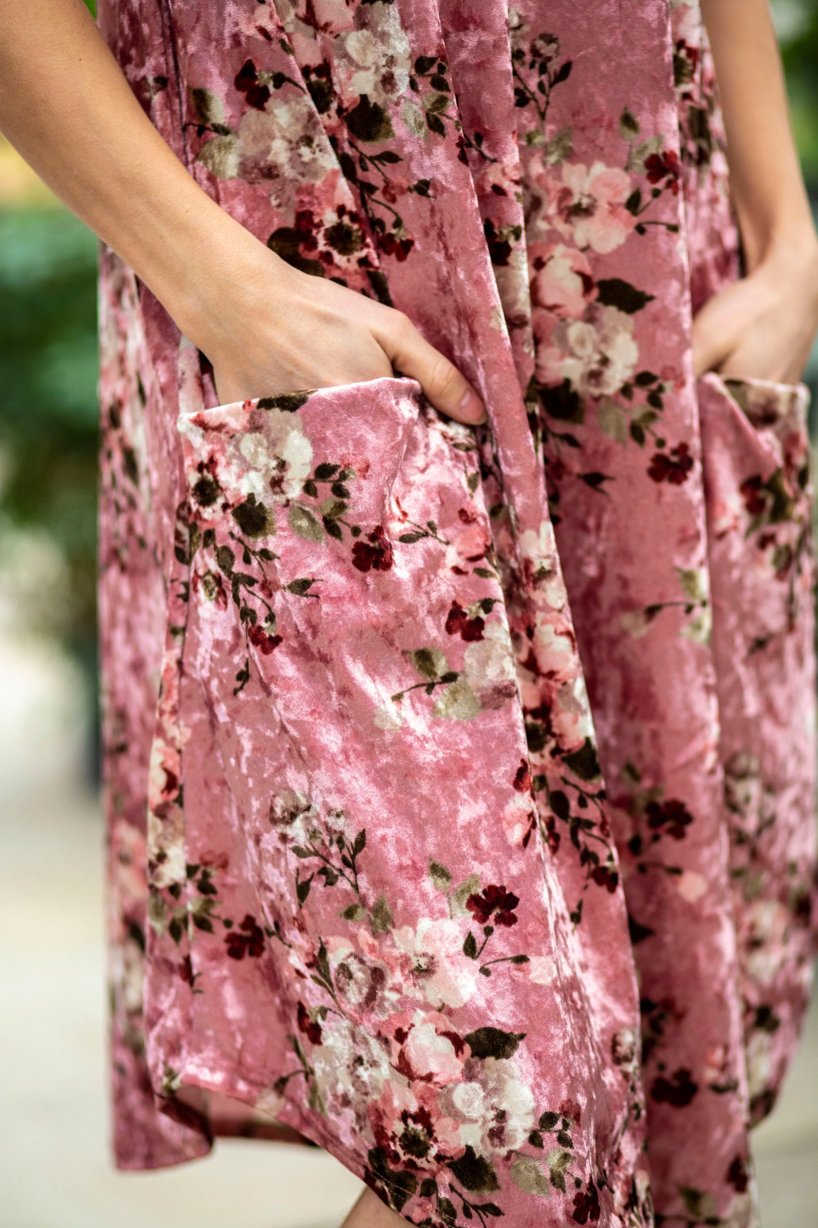 April Dress Blush Velvet Foral