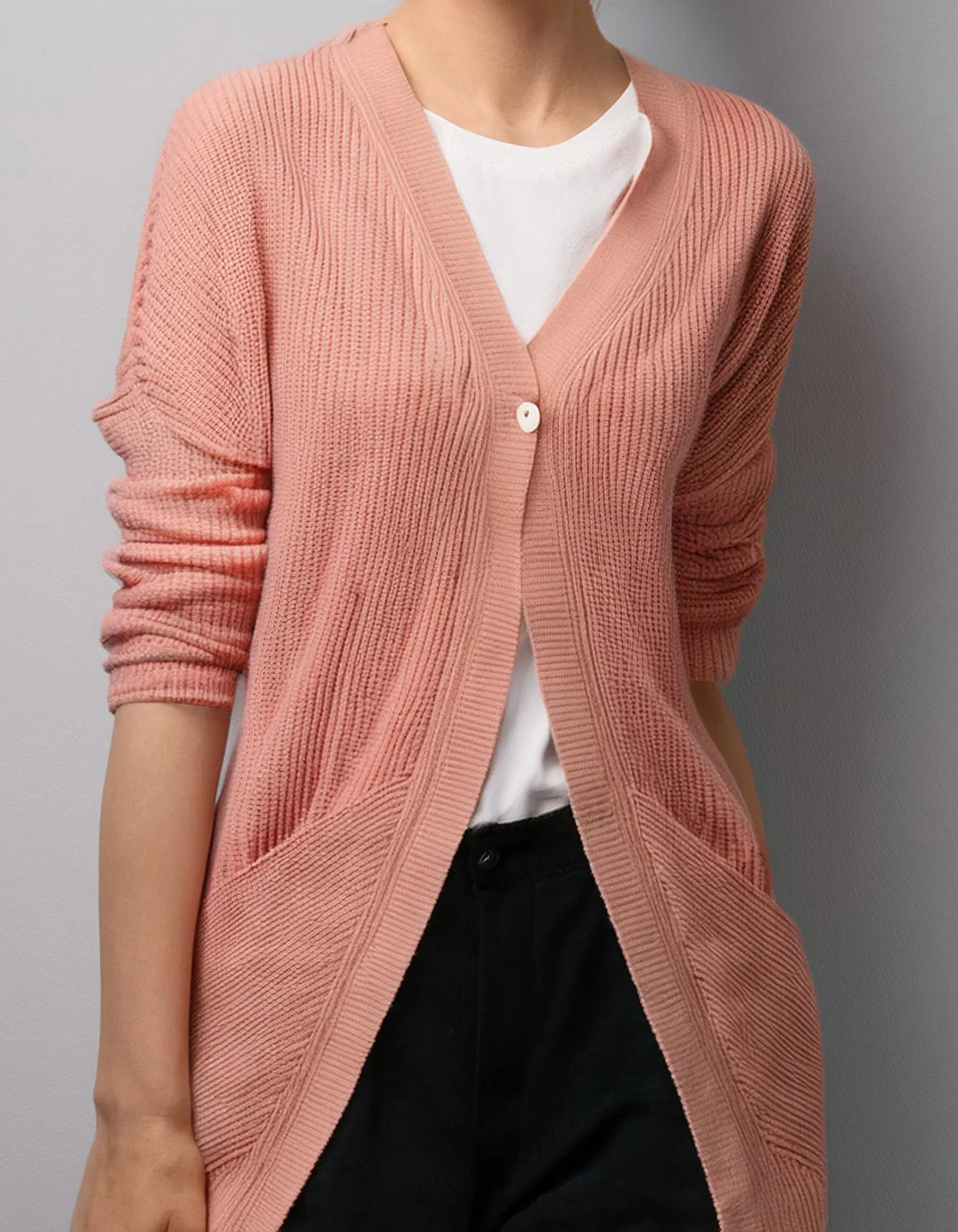 Blush Pink V-Neck Cardigan