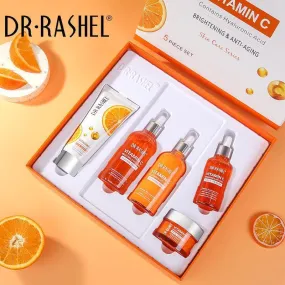 Dr.Rashel Vitamin C Brightening Anti Aging Skin Care Set Pack Of 5 In Gift Box