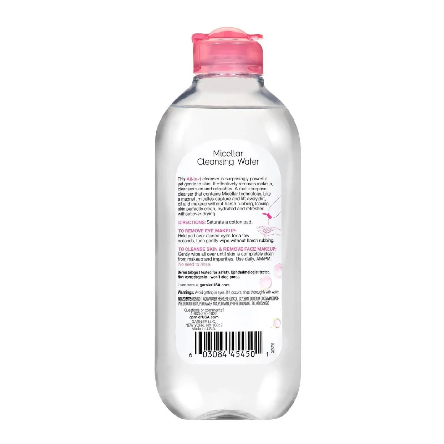 Garnier SkinActive Micellar Cleansing Water All in 1 Cleanser & Makeup Remover, 13.5 Oz - 60 Pack