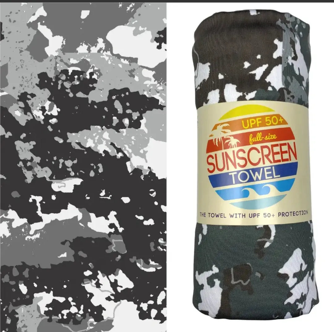 Gray camo sunscreen towel