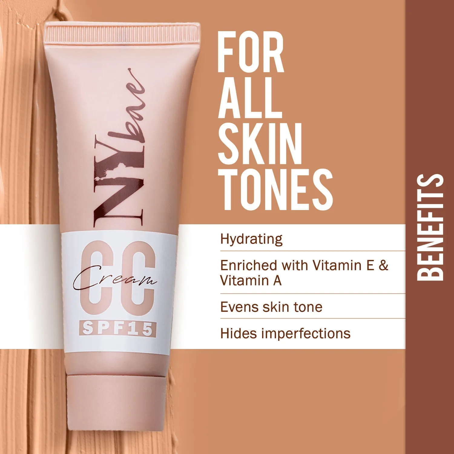 NY Bae CC Cream with SPF 15 | Sun Protection | Hydrating | Evens Skin Tone | Enriched with Vitamins | Hides Imperfections | Dusky Skin Tone | Warm Undertone - Warm Bourbon 08(20g)