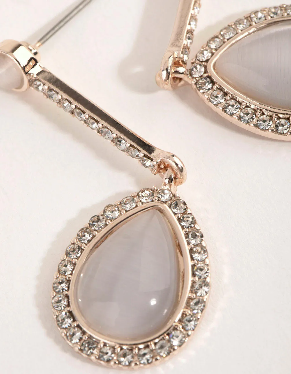 Rose Gold Cats Eye Teardrop Earrings