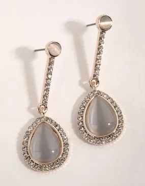 Rose Gold Cats Eye Teardrop Earrings