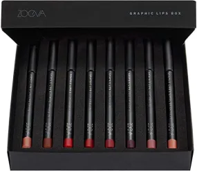 ZOEVA Graphic Lips Box Lip Liner Set - Collector Box, 8 rich, matte shades, soft & bold looks, long-wearing lip definition, easy to apply, smudge-proof, vitamin-enriched, Cruelty-Free, Fragrance-Free